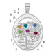 Sterling Silver/Rhod-plated 6 Birthstone with SS Bezel Family Pendant
