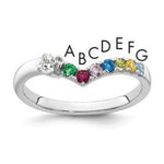 14K White Gold 7 Genuine Birthstone with Diamond Mother's Ring view