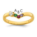 14K 3 Synthetic Birthstone with Diamond Mother's Ring view