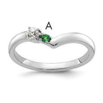 14K White Gold 1 Genuine Birthstone with Diamond Mother's Ring view