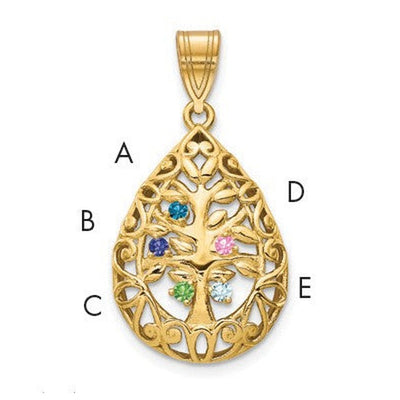 14K yellow gold tree of life pendant