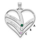 10K White Gold 3-Name w/Birthstones w/14K Bezel Cut Out Heart Pendant
