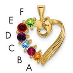 14K 6 Synthetic Stone Family Pendant, 19 x 13mm view