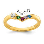 14K White Gold 3 Genuine Birthstone with Diamond Mother's Ring view