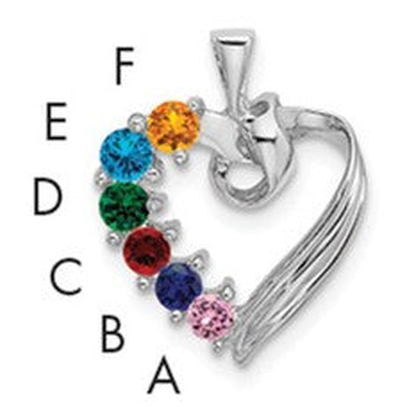 14K white gold family pendant, synthetic stone