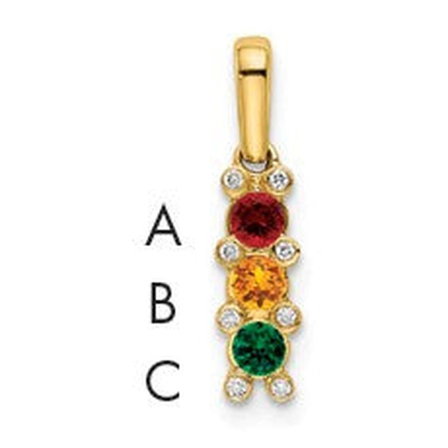 14K Family Jewelry Geniune Stone & Diamond Set Pendant, 18 x 4mm