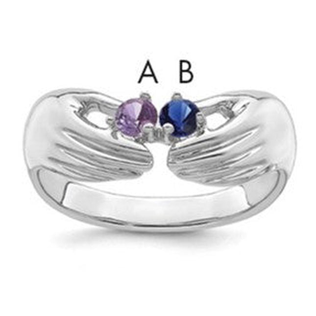 14K white gold family ring