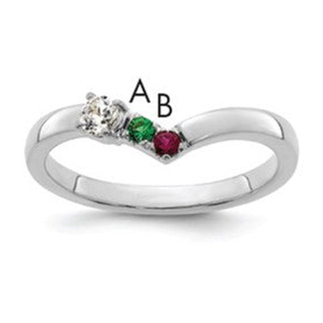 14K white gold diamond birthstone ring, synthetic stone
