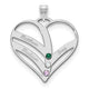 14K White Gold 3-Name w/Birthstones w/18K Rhod-plated Bezel Cut Out Heart Pendant