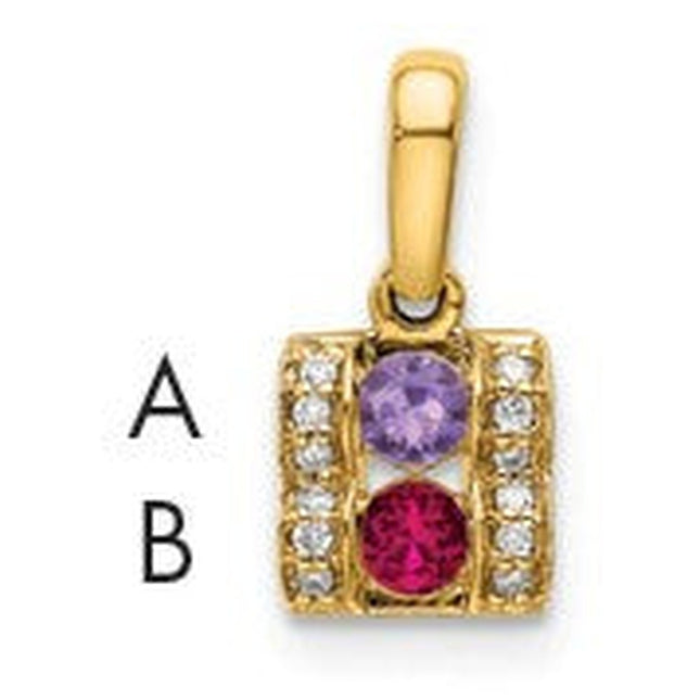 14K Family Jewelry Diamond Semi-Set Pendant, 14 x 6mm