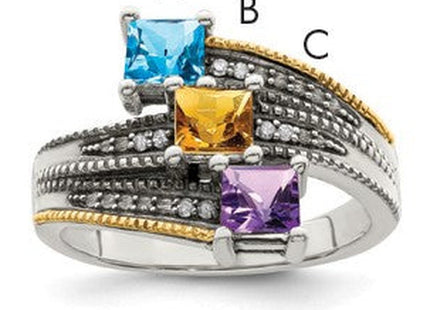 Sterling silver diamond mother ring