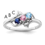 Sterling Silver Rhodium-plated Genuine 3 Stone Mother's Ring view 1
