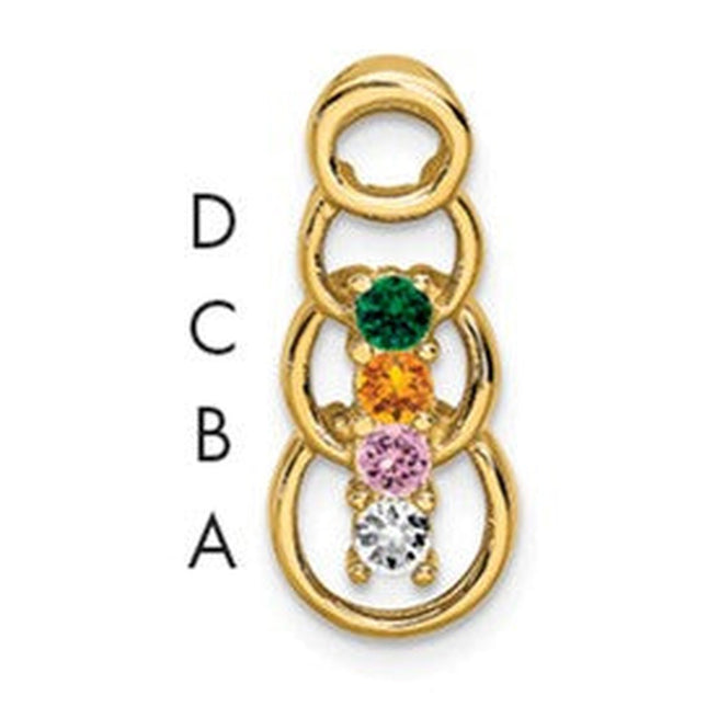 14K gold family pendant, synthetic stone