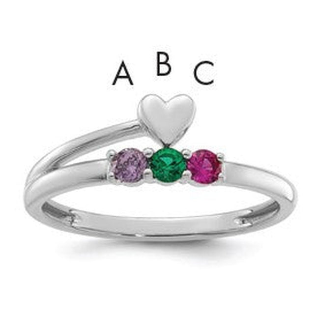 14K white gold birthstone ring, synthetic stone