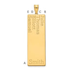 14K Yellow Gold 4 Name Family Pendant view