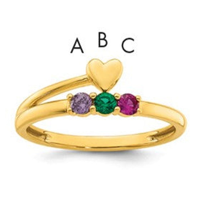 14K gold birthstone ring, synthetic stone
