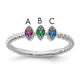 14K 3 White Gold 3 Birthstone Mother's Ring Mounting