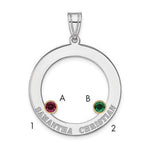 SS/Rhod-plated 2 Birthstone Circle with 14K Bezel Family Pendant view