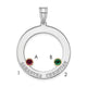 SS/Rhod-plated 2 Birthstone Circle with 14K Bezel Family Pendant