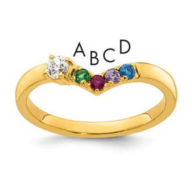 14K gold diamond birthstone ring, synthetic stone