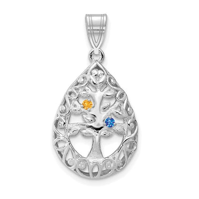 14K white gold tree of life pendant