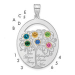 Sterling Silver/Rhod-plated 6 Birthstone with 14k Bezel Family Pendant view 1