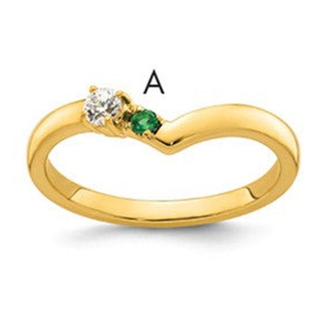 14K gold diamond birthstone ring, synthetic stone