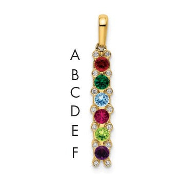 14K Family Jewelry Geniune Stone & Diamond Set Pendant, 26 x 4mm