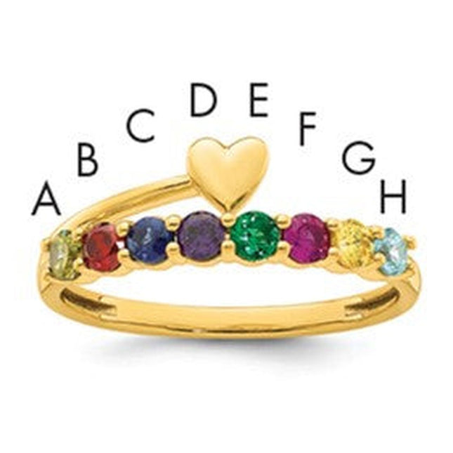 14K gold birthstone ring, synthetic stone
