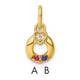 14K Dia Heart w/ 2 Birthstone Mother's Circle Pendant Semi-Mount
