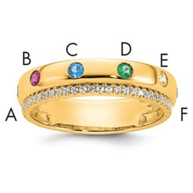 14K gold diamond birthstone ring, synthetic stone