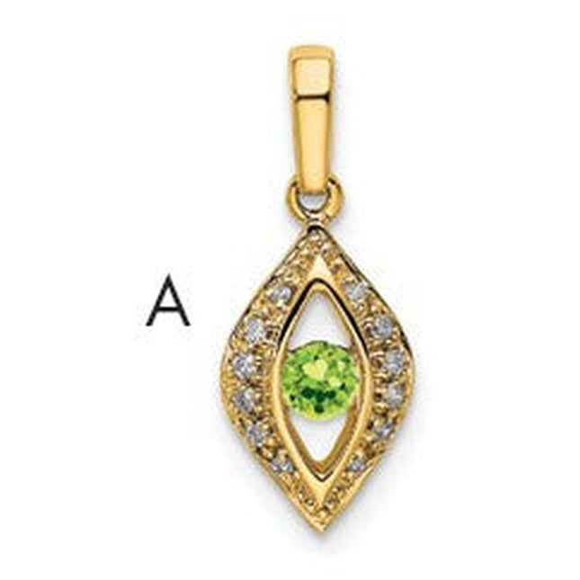 14K Family Jewelry Diamond Semi-Set Pendant, 19 x 8mm