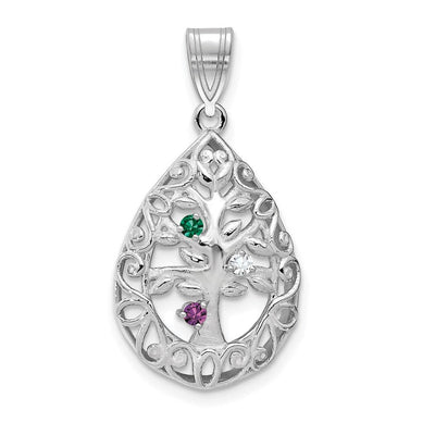 14K white gold tree of life pendant