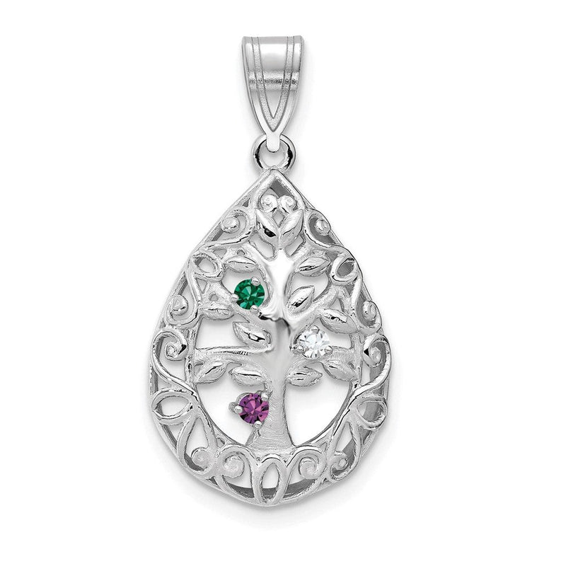 14K white gold tree of life pendant