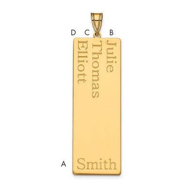 14K Yellow Gold 3 Name Family Pendant