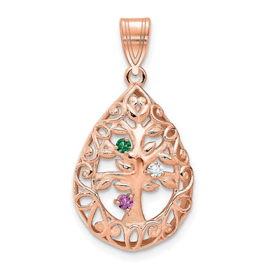 14K rose gold tree of life pendant