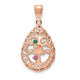 14K rose Gold 3 Birthstone Tree of Life Tear Drop Pendant