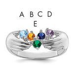 14K White Gold 5 Synthetic Stone Family Ring view