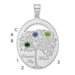 Sterling Silver/Rhod-plated 3 Birthstone with 14K Bezel Family Pendant, 34 x 25mm view