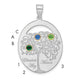 Sterling Silver/Rhod-plated 3 Birthstone with 14K Bezel Family Pendant, 34 x 25mm