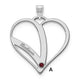 10k White Gold Name w/Birthstone w/14k Bezel Cut Out Heart Pendant
