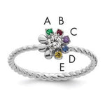 14K WG 5 Birthstone Flower w/ Diamond Mother's Ring Semi Mount view