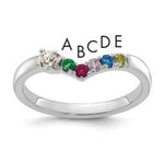 14K White Gold 5 Genuine Birthstone with Diamond Mother's Ring view