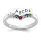 14K White Gold 5 Genuine Birthstone with Diamond Mother's Ring