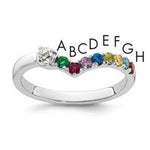 14K White Gold 8 Synthetic Birthstone with Diamond Mother's Ring view