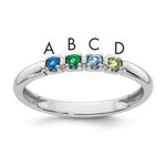 14K White Gold Genuine 4 Birthstone Mother's Ring view