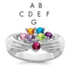 14K White Gold 7 Synthetic Stone Family Ring