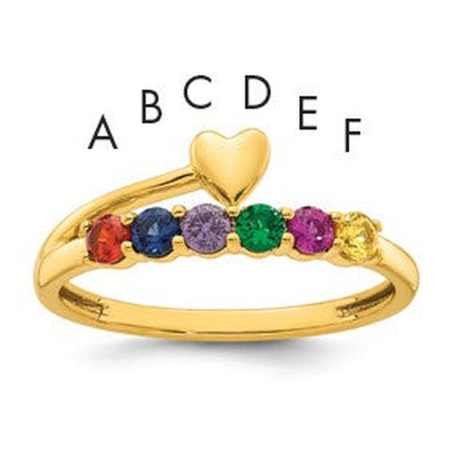 14K gold birthstone ring, synthetic stone