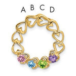 14K Yellow Gold 4 Genuine Stone Family Pendant view