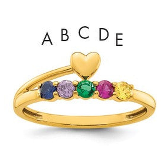14K gold birthstone ring, synthetic stone